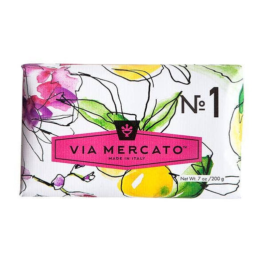 Via Mercato Italian Soaps – Shea Butter & Olive Oil Moisturizing Bar Soap (200g), Luxury Fragranced Bath Bars