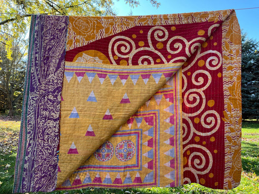 The Vintage Sari Kantha Throw