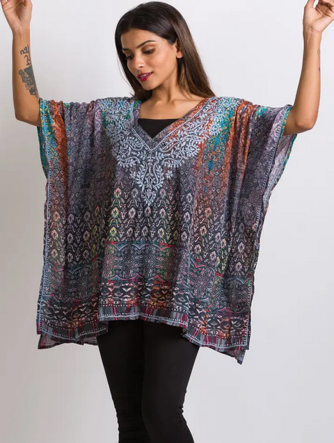 The Hand Embroidered Kimono Flutter Top