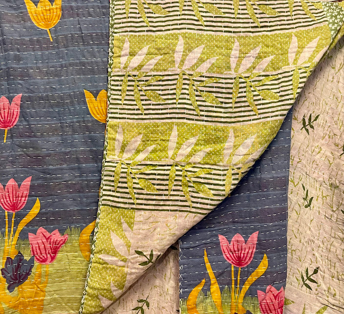 The Vintage Sari Kantha Throw