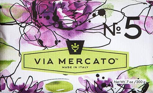 Via Mercato Italian Soaps – Shea Butter & Olive Oil Moisturizing Bar Soap (200g), Luxury Fragranced Bath Bars